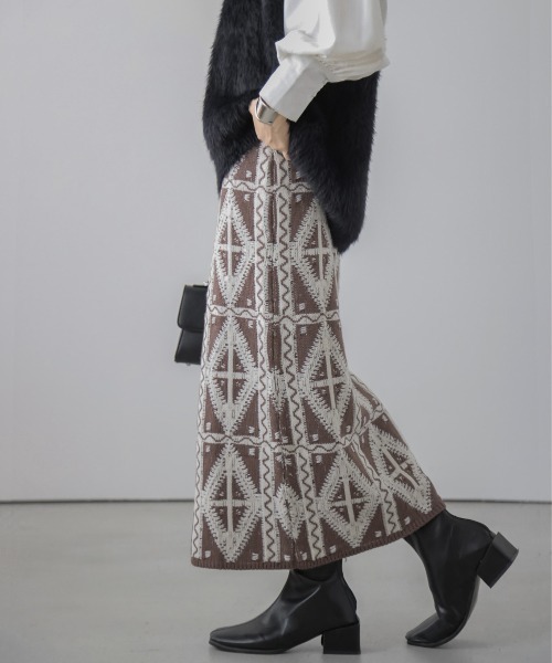 「La-gemme」 ニットスカート M ブラック レディース_画像5