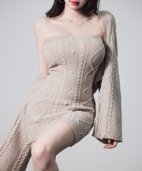 VEILA ワンピース ケーブル編み ニットワンピース＆ショート