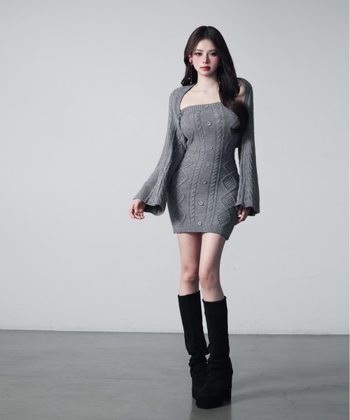 VEILA ワンピース ケーブル編み ニットワンピース＆ショート
