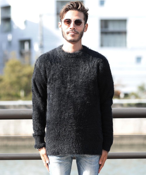 「roshell」 長袖ニット LARGE ダークブラウン メンズ_画像6