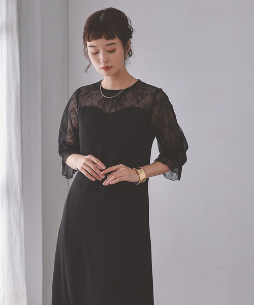 「Kana」 7分袖ワンピース S ブラック レディース_画像2