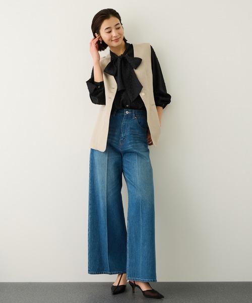 ROPE'（ロペ） ブラウス シャツ 2WAYドットジャガードボウタイブラウス