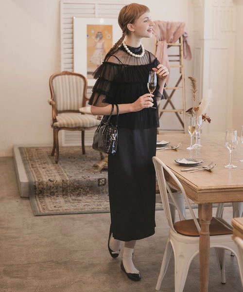 「BONLECILL noir」 コンビワンピース FREE ブラック レディース_画像2