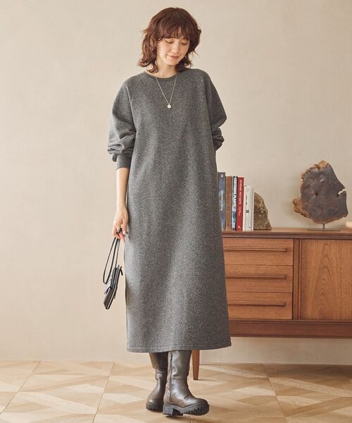 「AMERICAN HOLIC」 長袖ワンピース M チャコールグレー レディース_画像3