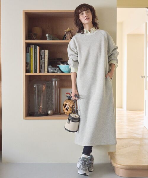 「AMERICAN HOLIC」 長袖ワンピース M チャコールグレー レディース_画像9