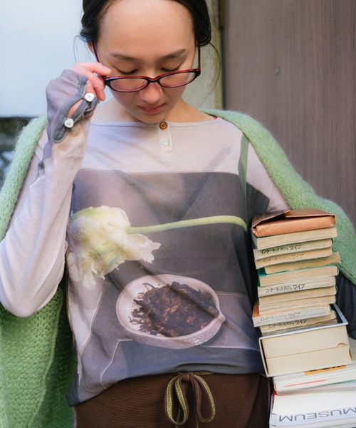 PAMM（パム） ヘンリーネック tシャツ Our Diary” sheer tops