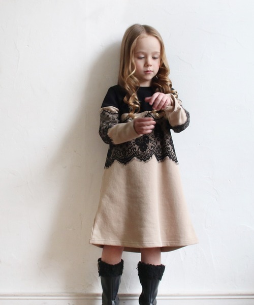 「Rora」 「KIDS」長袖ワンピース 120cm ベージュ キッズ_画像5