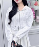 パーカー レース付胸ロゴスウェットショートジッ...の詳細画像1