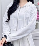 パーカー レース付胸ロゴスウェットショートジッ...の詳細画像3