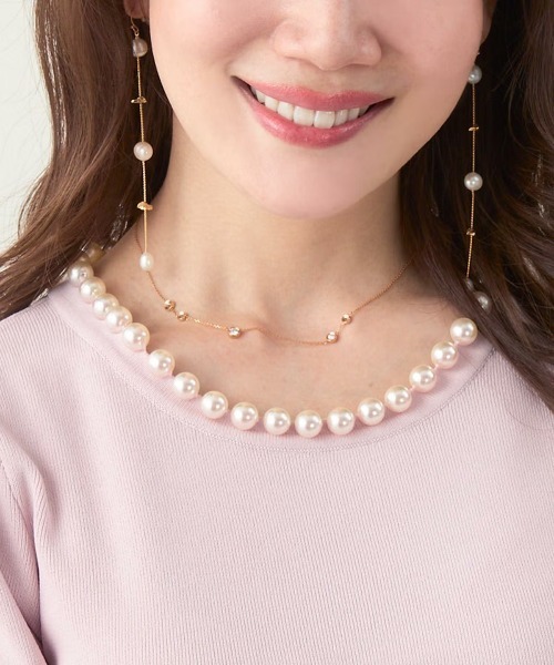 新品　Liala×PG 　リアラ　パールネックニットプルオーバー　グレージュ　M Liala×PG（リアラバイピージー） ニット セーター パールネック