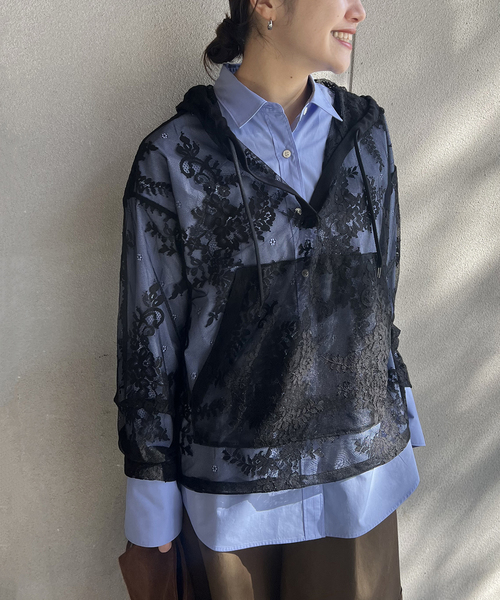 未使用に近い ジャーナルスタンダード   レース フリル Tシャツ JOURNAL STANDARD（ジャーナルスタンダード） tシャツ レースフーディ