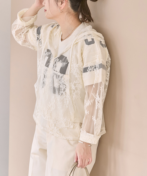 未使用に近い ジャーナルスタンダード   レース フリル Tシャツ JOURNAL STANDARD（ジャーナルスタンダード） tシャツ レースフーディ