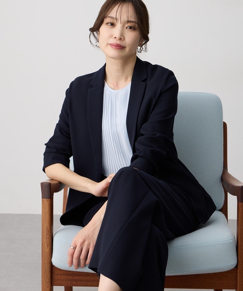 コート アウター ストレッチジョーゼットテーラードジャケット「接触冷感・UVカット・吸水速乾・セットアップ対応・大きいサイズあり」 レディースの画像