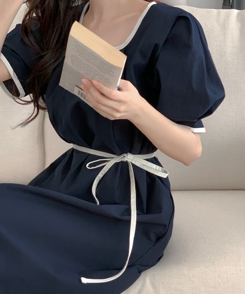 「ABITOKYO」 半袖ワンピース L ベージュ レディース_画像2