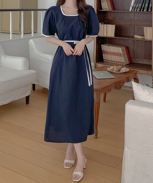 「ABITOKYO」 半袖ワンピース L ベージュ レディース_画像4