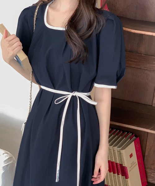 「ABITOKYO」 半袖ワンピース L ベージュ レディース_画像6