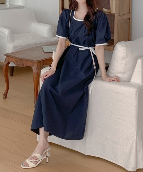 「ABITOKYO」 半袖ワンピース L ベージュ レディース_画像8