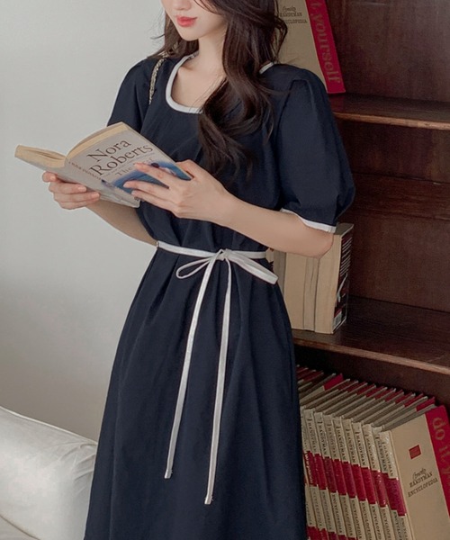 「ABITOKYO」 半袖ワンピース L ベージュ レディース_画像9