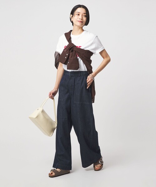ワイドパンツ ジーンズ デニム デニムパンツ 「スタイリスト兵藤千尋さんコラボ」ベイカー ライト デニム 接触冷感 レディースの画像