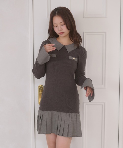 「Ambre Neige」 ニットワンピース FREE チャコールグレー レディース_画像6