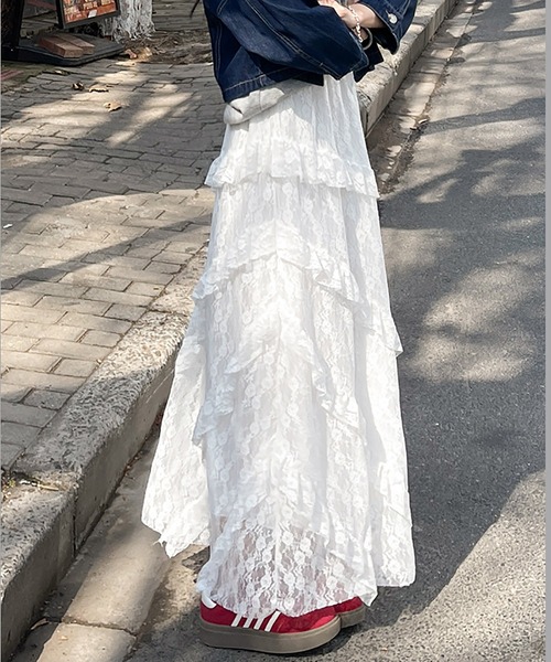 「MAISON DE THERESE」 ロングスカート L ホワイト レディース_画像2