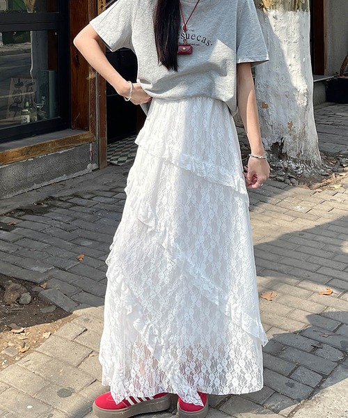 「MAISON DE THERESE」 ロングスカート L ホワイト レディース_画像4