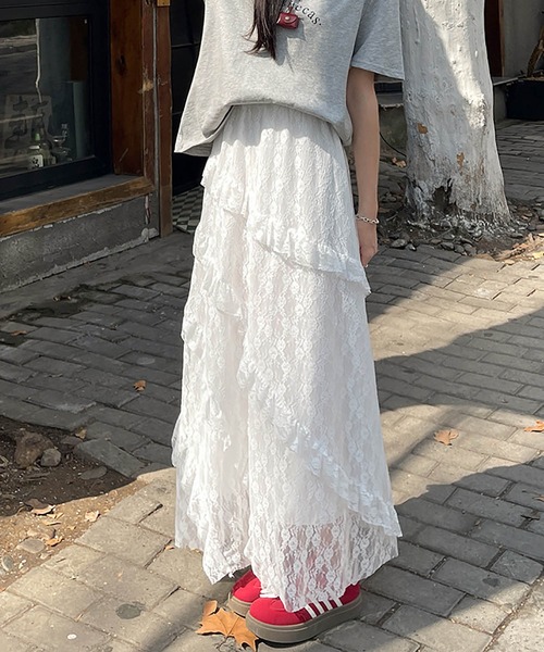 「MAISON DE THERESE」 ロングスカート L ホワイト レディース_画像6