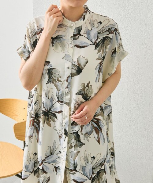 ■未使用品イアパピヨネSUM1 STYLE【定価1.8】花柄ティアードワンピース ear PAPILLONNER（イア パピヨネ） チュニック 花柄ボタンワンピース
