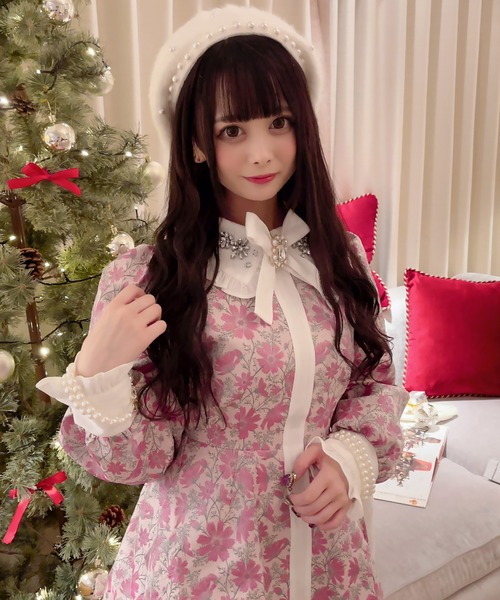 Swankiss スワンキス ツイードワンピース ピンク Swankiss（スワンキス） 長袖ワンピース FREE ピンク レディース