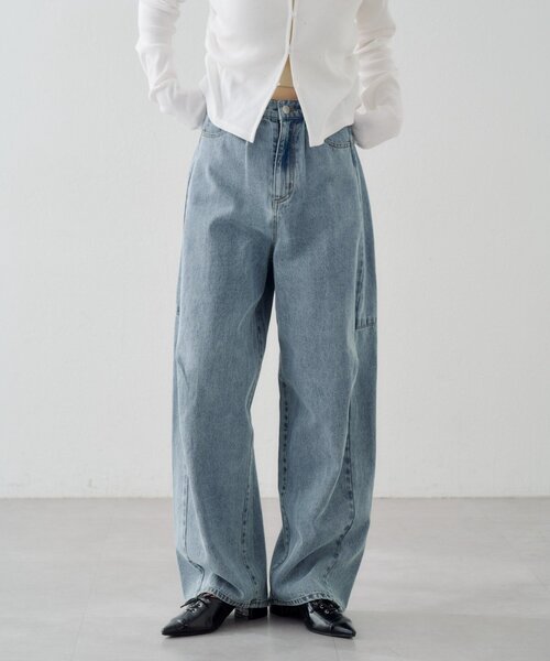 ジーンズ デニム デニムパンツ 「2サイズ展開/低身長サイズ」ヒッコリーカーブパンツ レディース