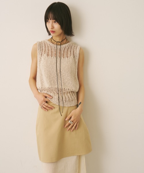 AIC. 透かし編みミックスニットトップス レディース : ZOZOTOWN Yahoo