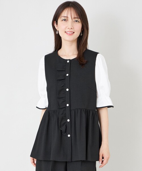 ベスト ジレ サマーコンフォート リュクスフリル ジレ レディースの画像