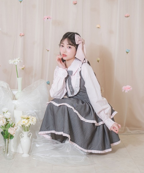 「Honey Cinnamon」 長袖ワンピース FREE サックスブルー レディース_画像9