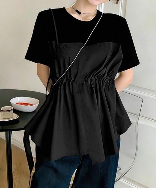 miniministore（ミニミニストア） ブラウス シャツ 半袖 ドッキング