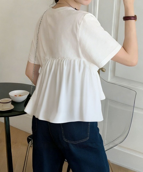 miniministore（ミニミニストア） ブラウス シャツ 半袖 ドッキング