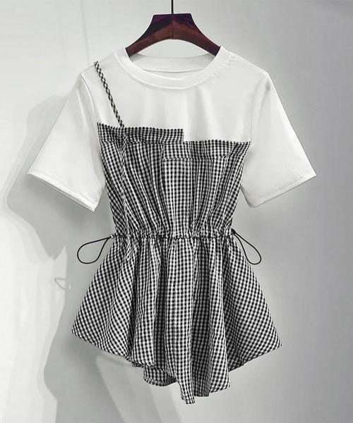 miniministore（ミニミニストア） ブラウス シャツ 半袖 ドッキング