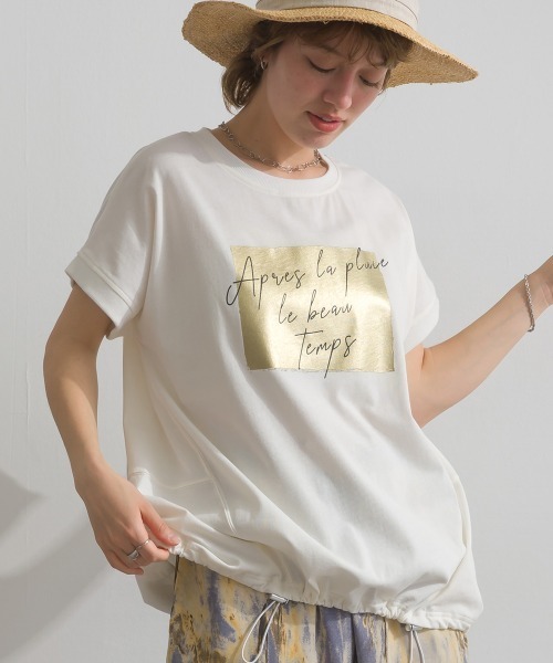 le colis（ルコリ） tシャツ 半袖 裾ドロスト半袖チュニック