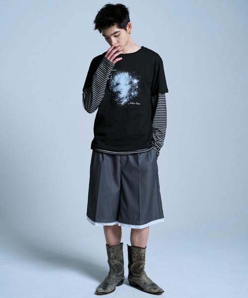 Camphor wood tシャツ GRAPHIC SPACE RHINESTONE TEE / ラインストーン