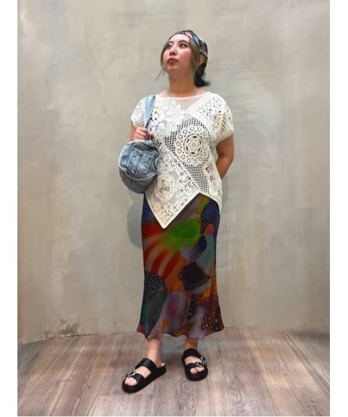 Desigual（デシグアル） tシャツ 半袖 クロシェ編みアシンメトリー 