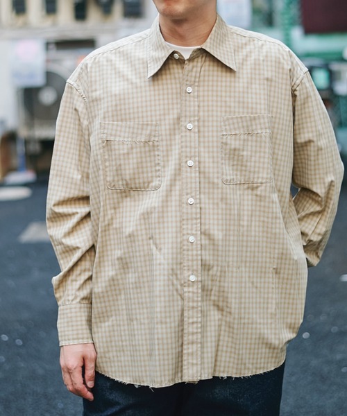 ひろの　確認用 Name.（ネーム） シャツ T/R CHECK REGULAR SHIRT CUT OFF メンズ