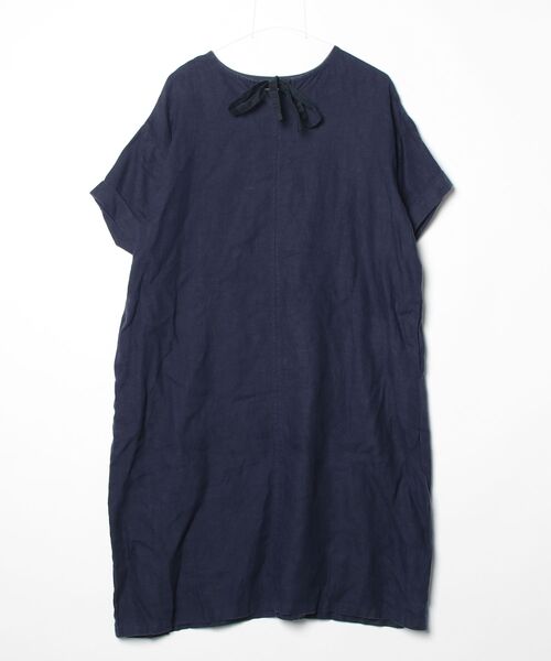 「fog linen work」 半袖ワンピース - ネイビー レディース_画像2