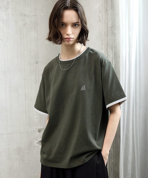 ROCHEM（ローシェン） tシャツ ワンポイントロゴ刺繍フェイク