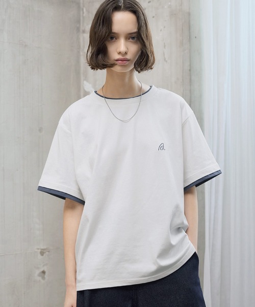 ROCHEM（ローシェン） tシャツ ワンポイントロゴ刺繍フェイク