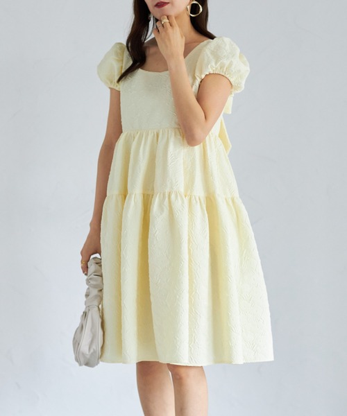 「tocco closet」 半袖ワンピース M ライトイエロー レディース_画像4