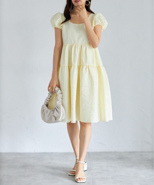 「tocco closet」 半袖ワンピース M ライトイエロー レディース_画像6