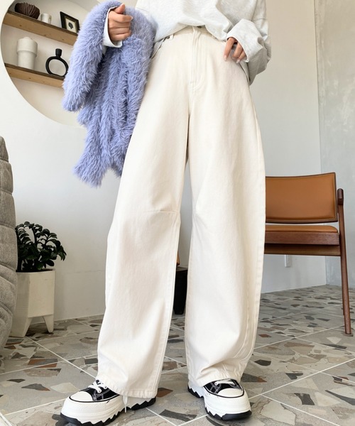 「moment+」 デニムパンツ L サックスブルー レディース_画像8