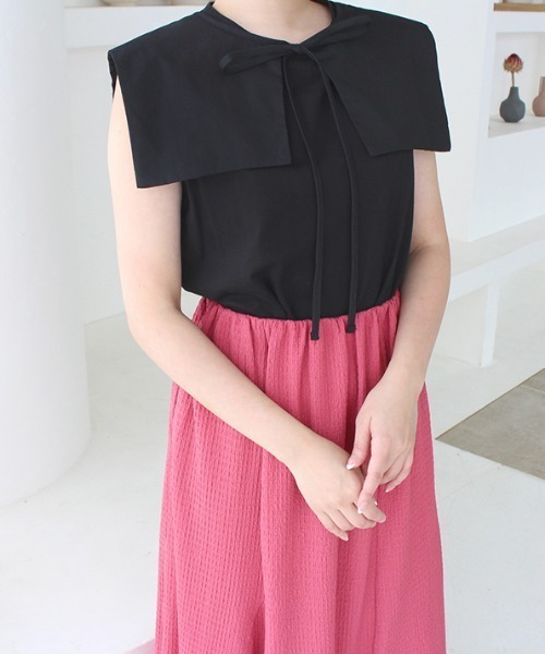 MODE ROBE タンクトップ ノースリーブ セーラーカラー付きタンク