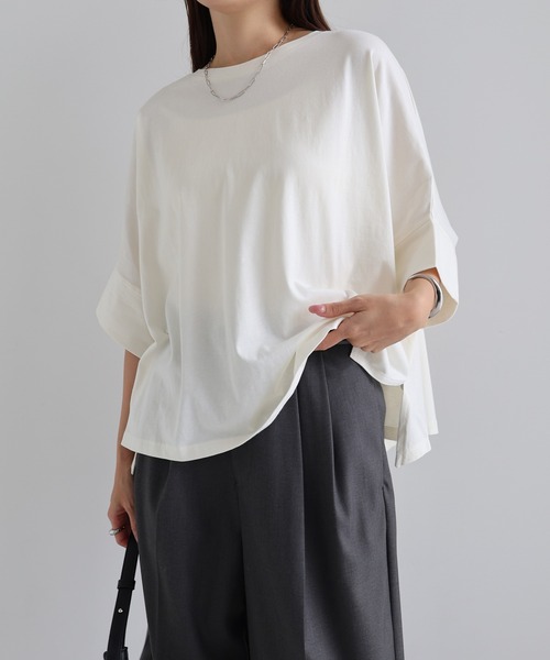 tシャツ コットン天竺ドルマンTシャツ レディース | andme | 08