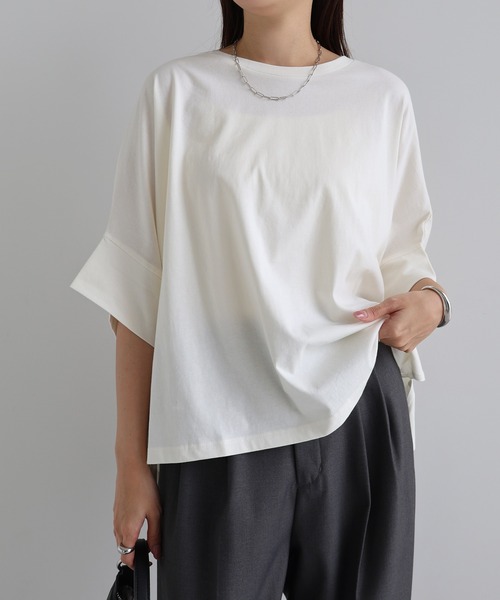 tシャツ コットン天竺ドルマンTシャツ レディース | andme | 10