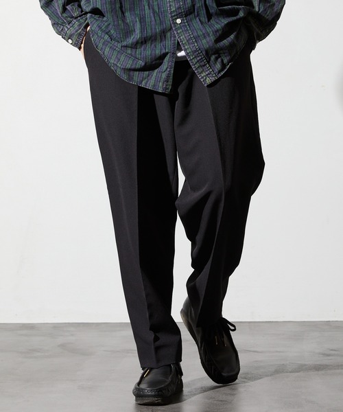 yori ピンタックストレッチパンツ＋ 38 黒 ブラック プラス ヨリ yori